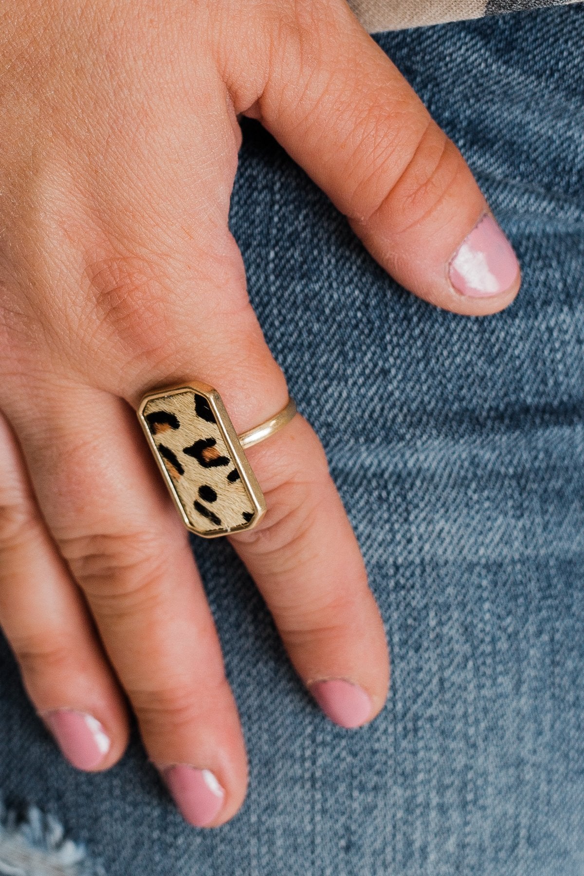 Adjustable Leopard Print Gold Ring