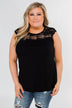 Won't Let You Go Lace Detail Top- Black