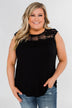 Won't Let You Go Lace Detail Top- Black