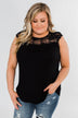 Won't Let You Go Lace Detail Top- Black