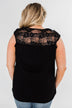 Won't Let You Go Lace Detail Top- Black