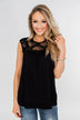 Won't Let You Go Lace Detail Top- Black