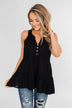 Cherish the Moment Babydoll Tank Top- Black