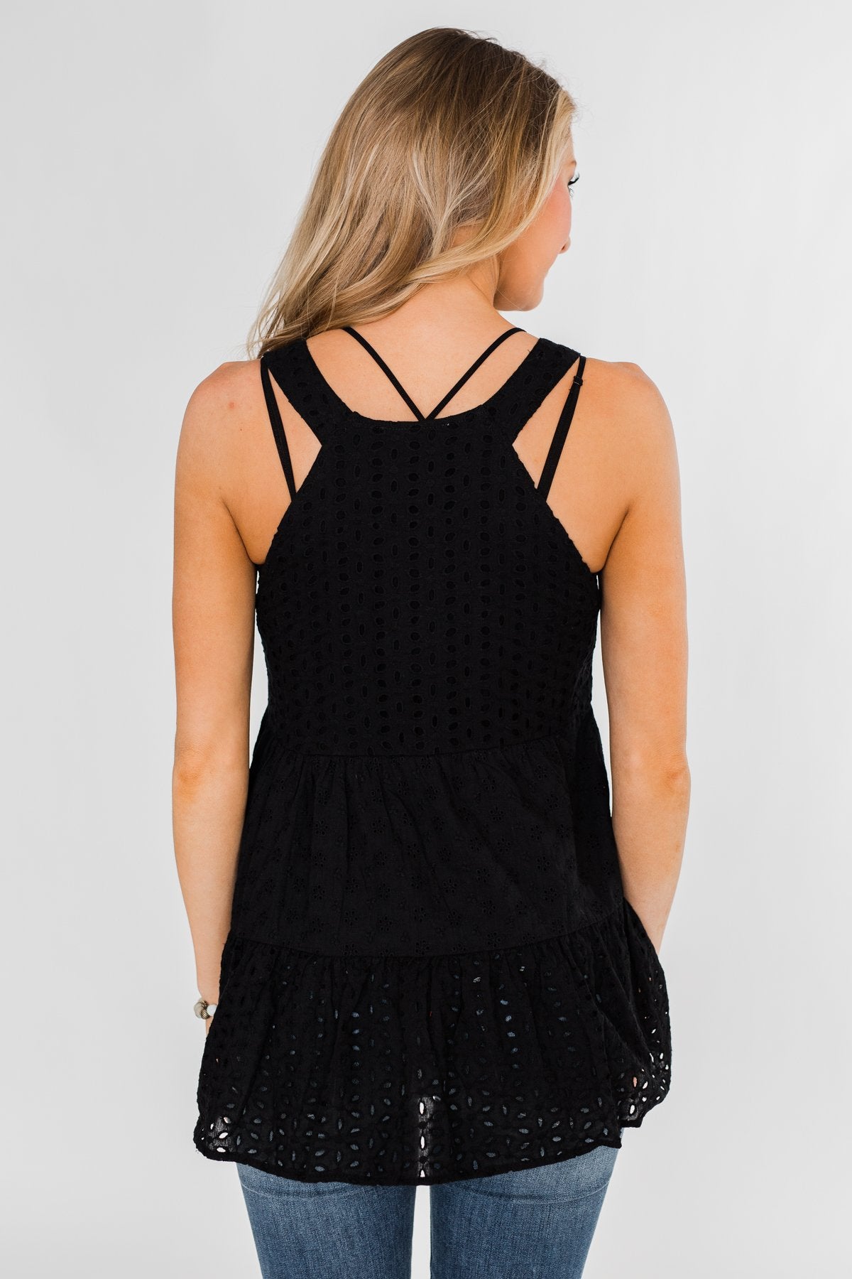 Cherish the Moment Babydoll Tank Top- Black