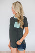 Move to the Beat Striped Pocket Top- Mint