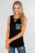 Leopard Lace Back Pocket Tank- Mint