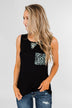 Leopard Lace Back Pocket Tank- Mint