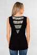 Leopard Lace Back Pocket Tank- Mint