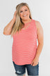 Mirage Criss Cross Tank Top- Pink & White