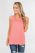 Mirage Criss Cross Tank Top- Pink & White