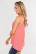 Mirage Criss Cross Tank Top- Pink & White