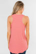 Mirage Criss Cross Tank Top- Pink & White