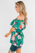 Tropical Oasis Off The Shoulder Floral Top- Green