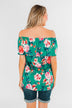 Tropical Oasis Off The Shoulder Floral Top- Green