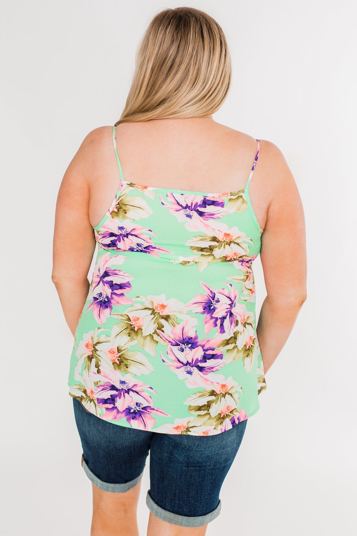 Leave You Speechless Floral Tank Top- Bright Mint