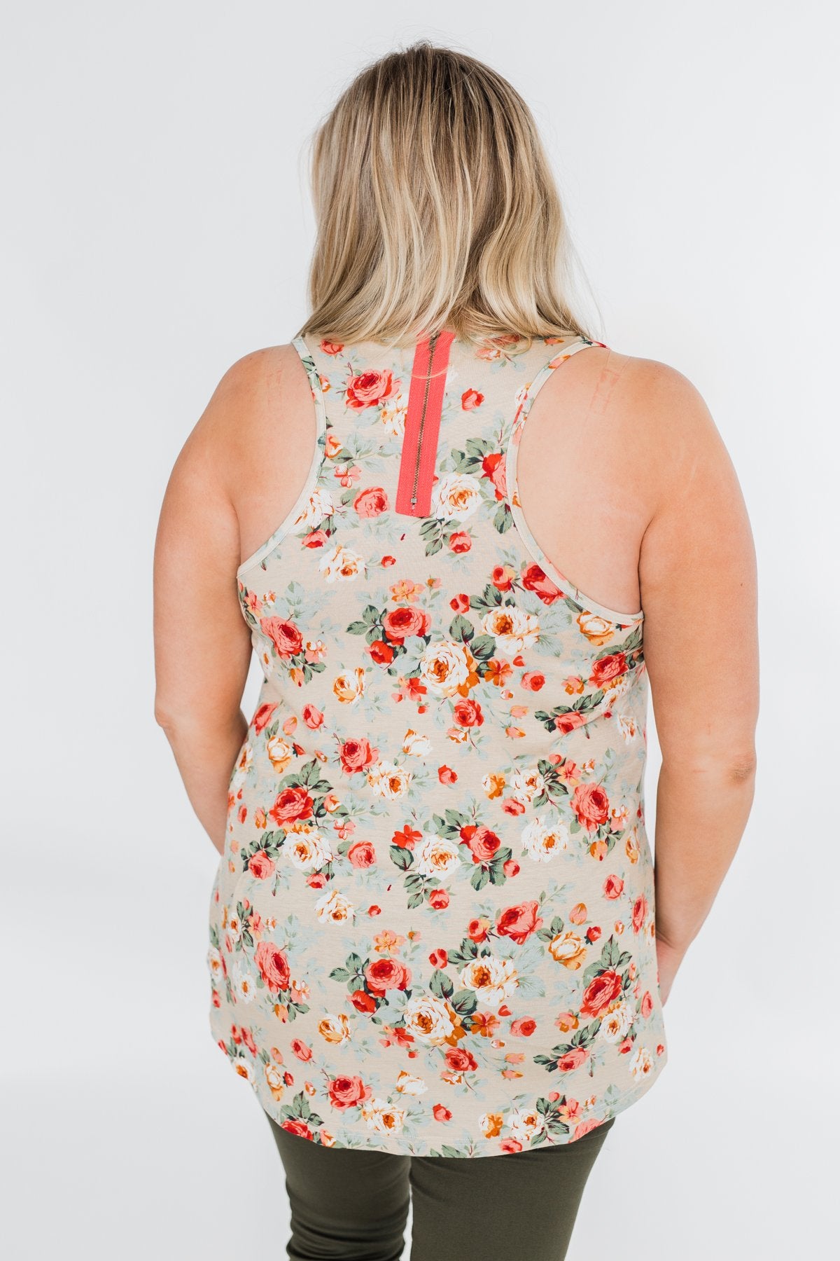 Next to You Floral Tank Top- Light Taupe
