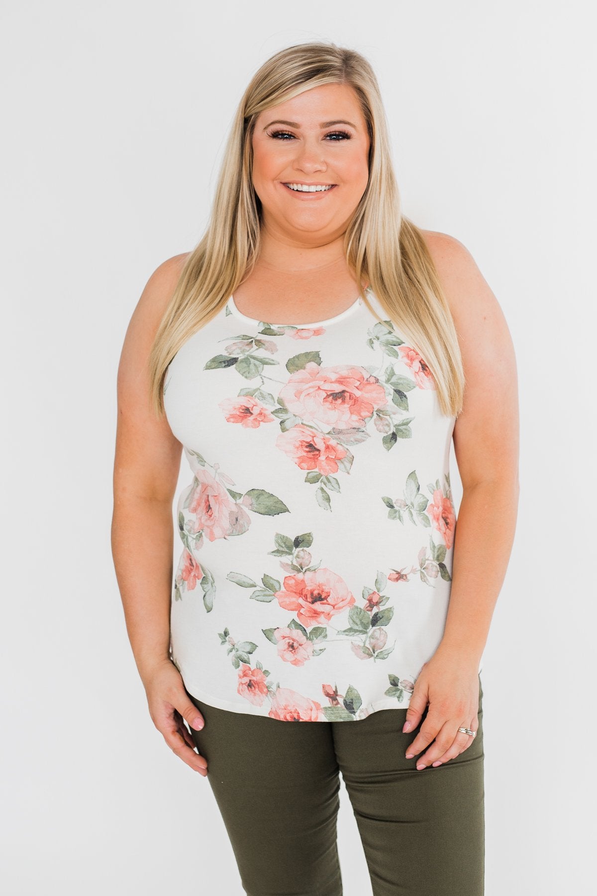 Ready When You Are Lace Back Tank Top- Ivory