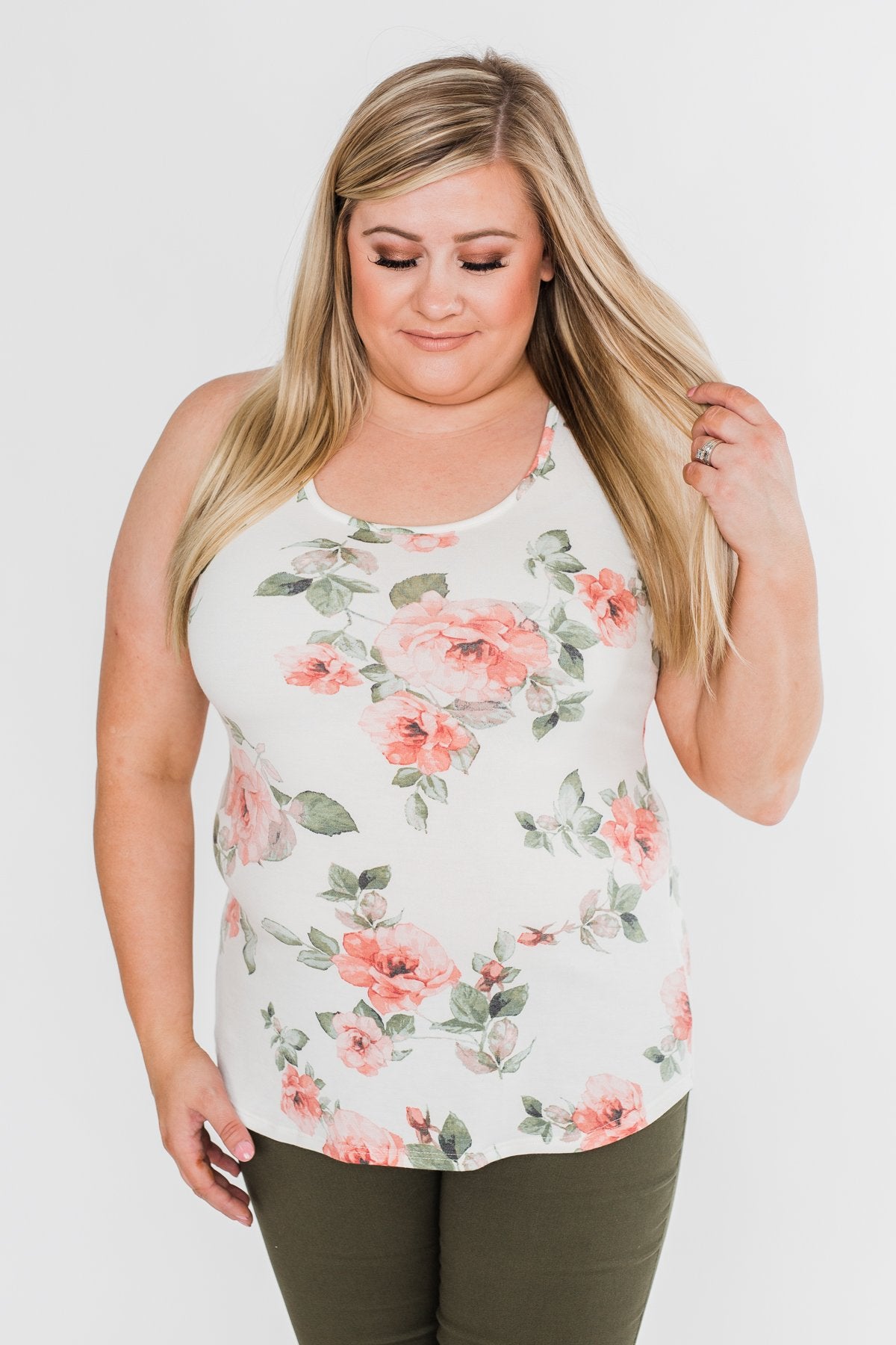 Ready When You Are Lace Back Tank Top- Ivory