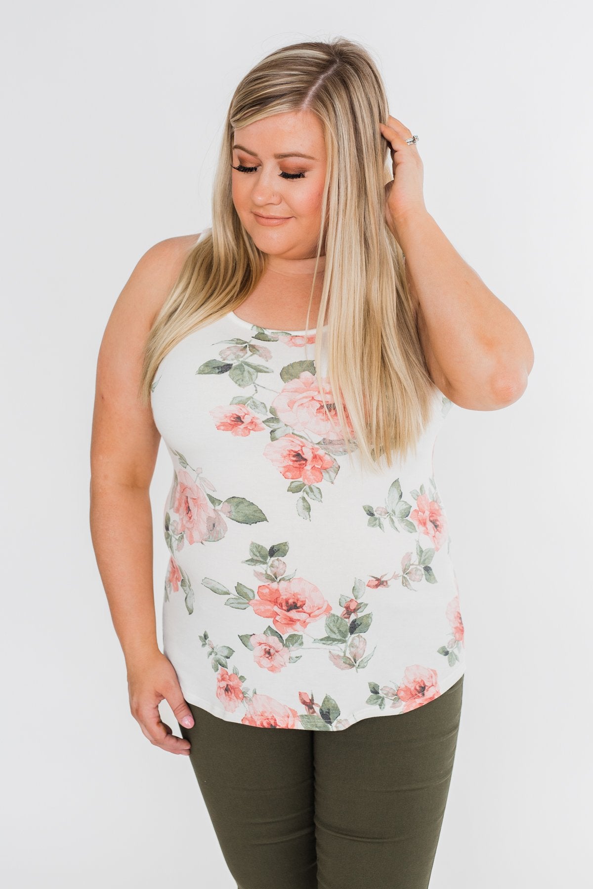 Ready When You Are Lace Back Tank Top- Ivory