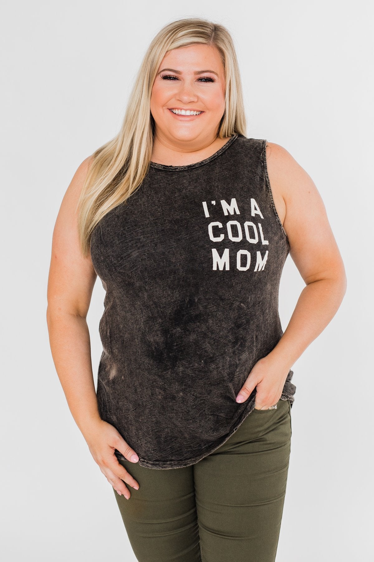 "I'm a Cool Mom" Tank Top- Black Vintage