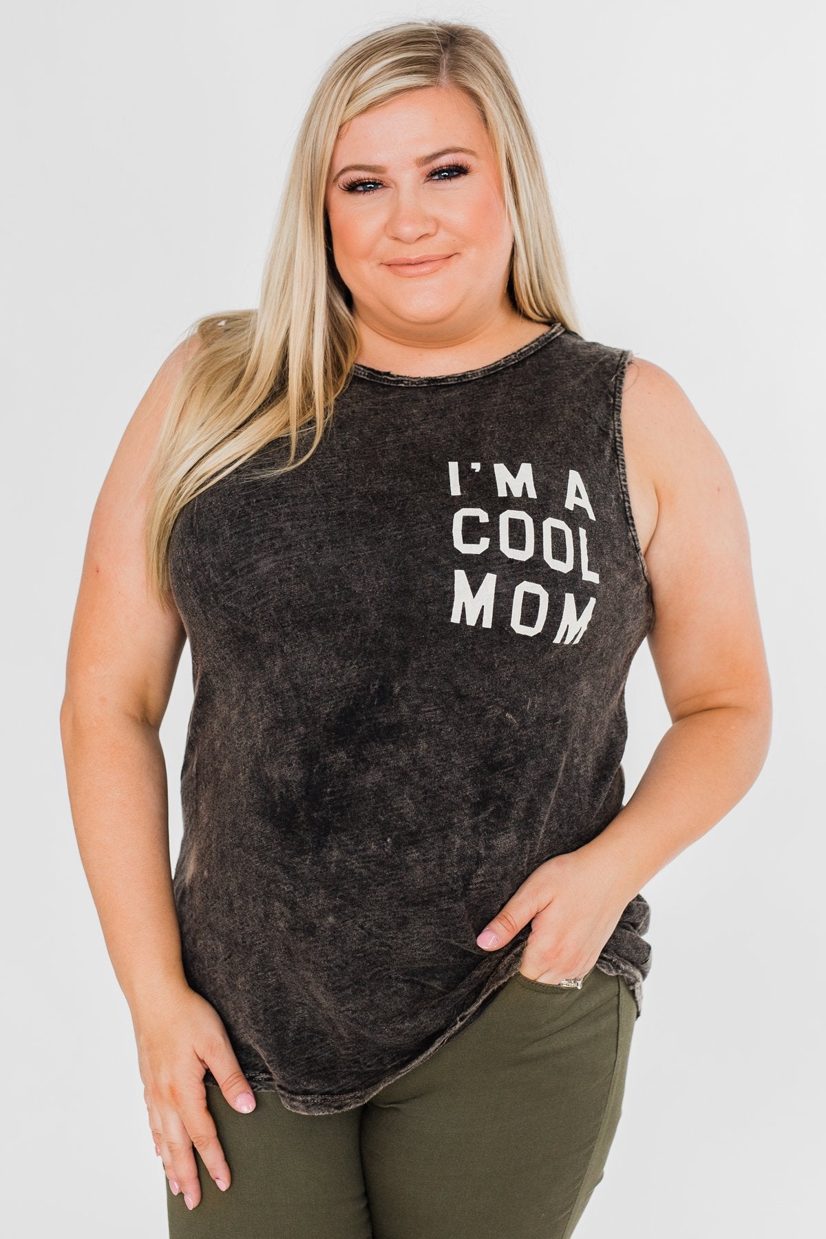 "I'm a Cool Mom" Tank Top- Black Vintage