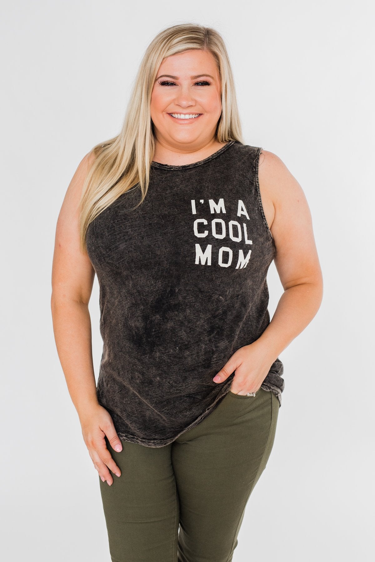 "I'm a Cool Mom" Tank Top- Black Vintage
