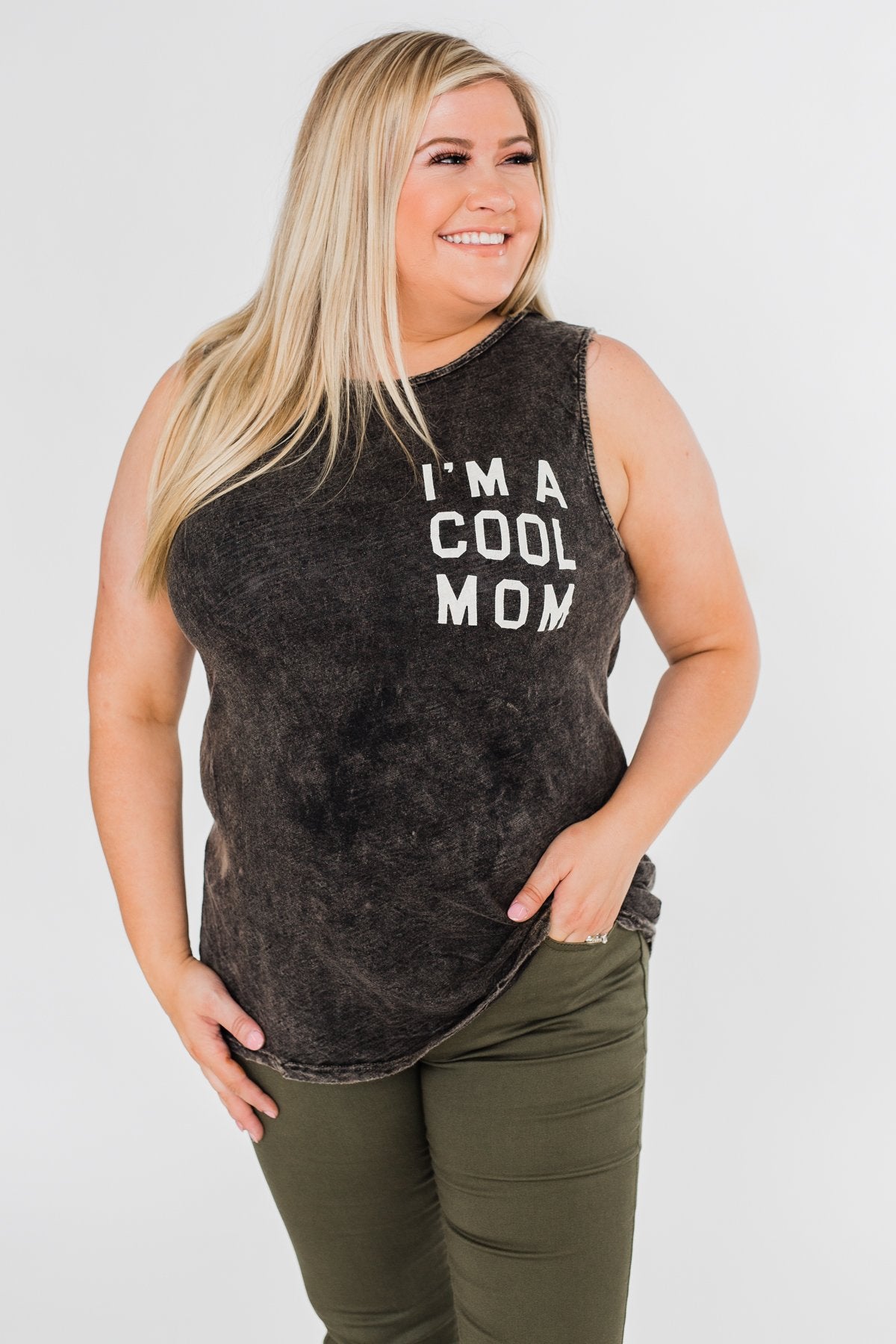 "I'm a Cool Mom" Tank Top- Black Vintage