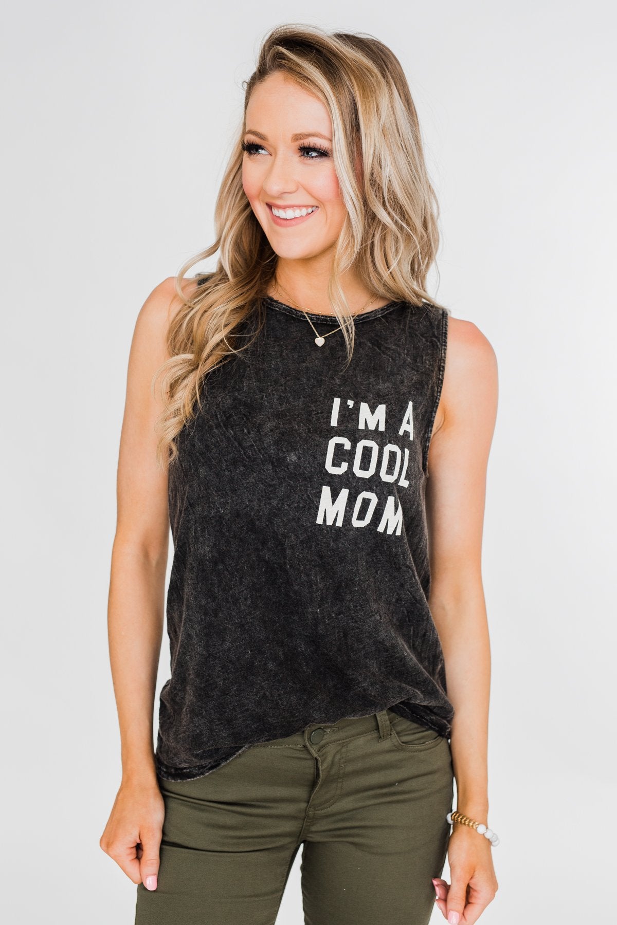 "I'm a Cool Mom" Tank Top- Black Vintage