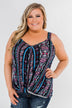 Set on You Aztec Twist Tank Top- Dark Navy & Pink