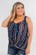 Set on You Aztec Twist Tank Top- Dark Navy & Pink