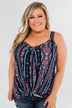 Set on You Aztec Twist Tank Top- Dark Navy & Pink