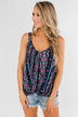 Set on You Aztec Twist Tank Top- Dark Navy & Pink