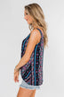 Set on You Aztec Twist Tank Top- Dark Navy & Pink