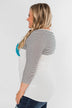 Striped 3/4 Sleeve Pocket Top- Teal