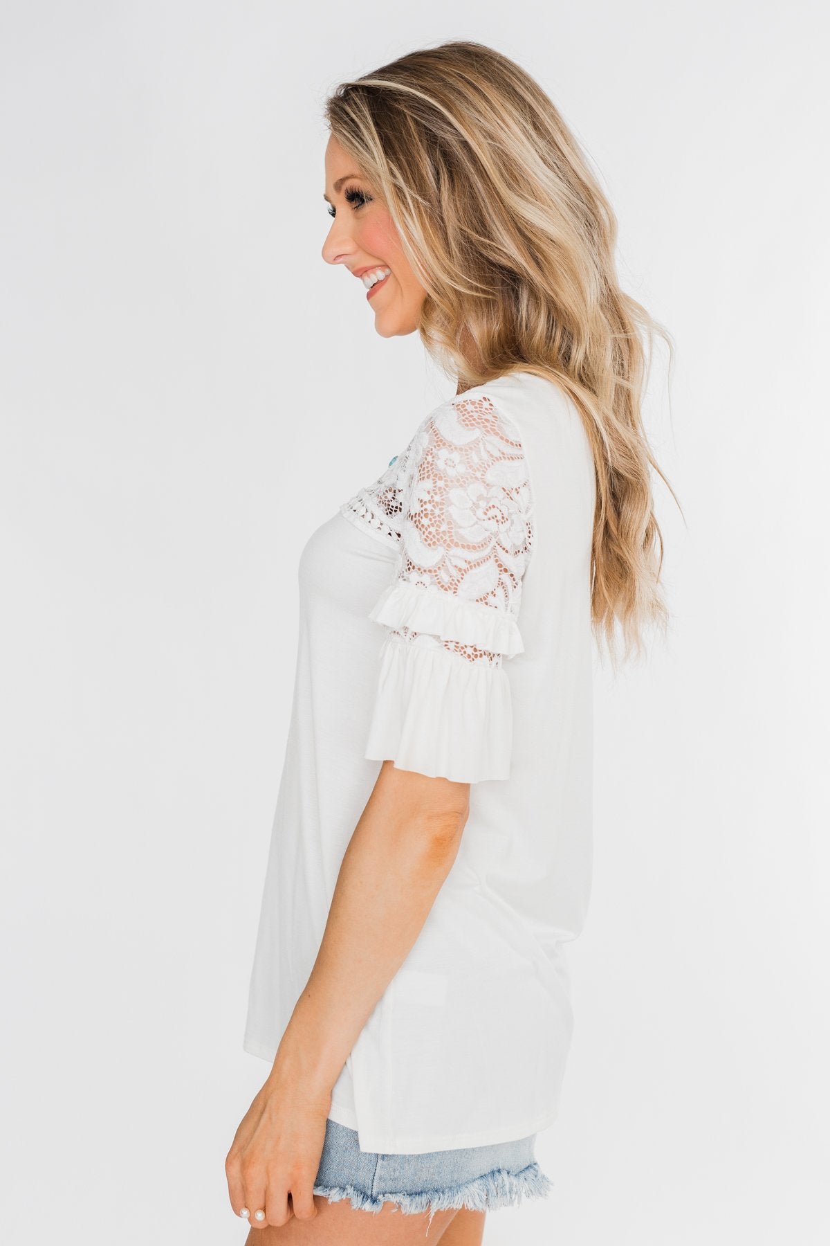 Part Of You Half Bell Sleeve Top- Ivory