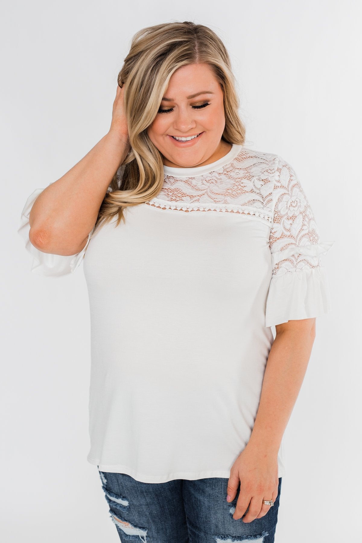 Part Of You Half Bell Sleeve Top- Ivory