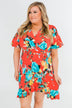 Time To Twirl Floral Ruffle & Wrap Dress- Deep Coral