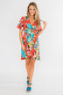 Time To Twirl Floral Ruffle & Wrap Dress- Deep Coral