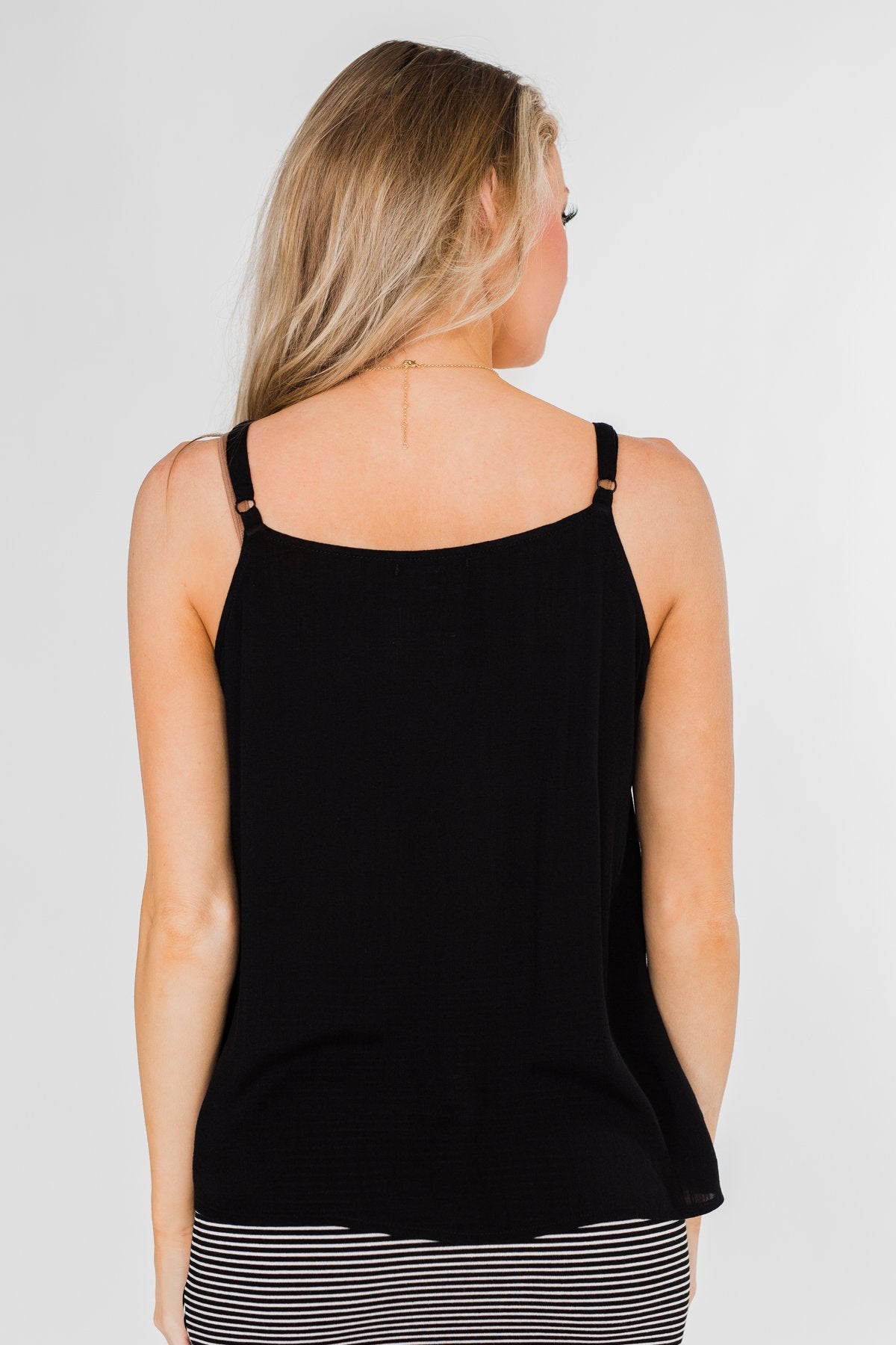 Happy Together Ruffle Tank Top- Black