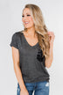 Torn Up in Lace Pocket Top- Black & Charcoal