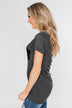 Torn Up in Lace Pocket Top- Black & Charcoal