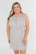 By the Way Striped Halter Dress- Ivory