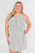By the Way Striped Halter Dress- Ivory