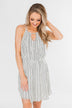 By the Way Striped Halter Dress- Ivory