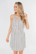 By the Way Striped Halter Dress- Ivory
