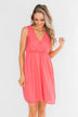Young Love V-Neck Dress- Coral