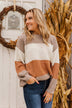 Chance To Change Knit Color Block Sweater- Mocha & Ivory
