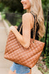Everyday Quilted Tote Purse- Camel