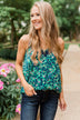 Dreaming Of Paradise Floral Tank Top- Green & Navy