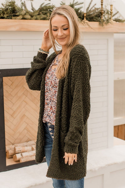トップス LEINWANDE Popcorn Tree Knitted Cardigan Take Another Look Popcorn Cardigan- Dark Olive